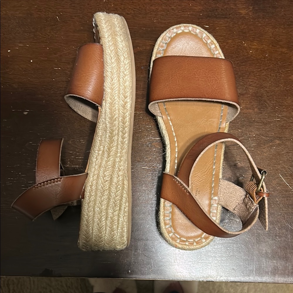 Brown Leather Espadrille Sandals